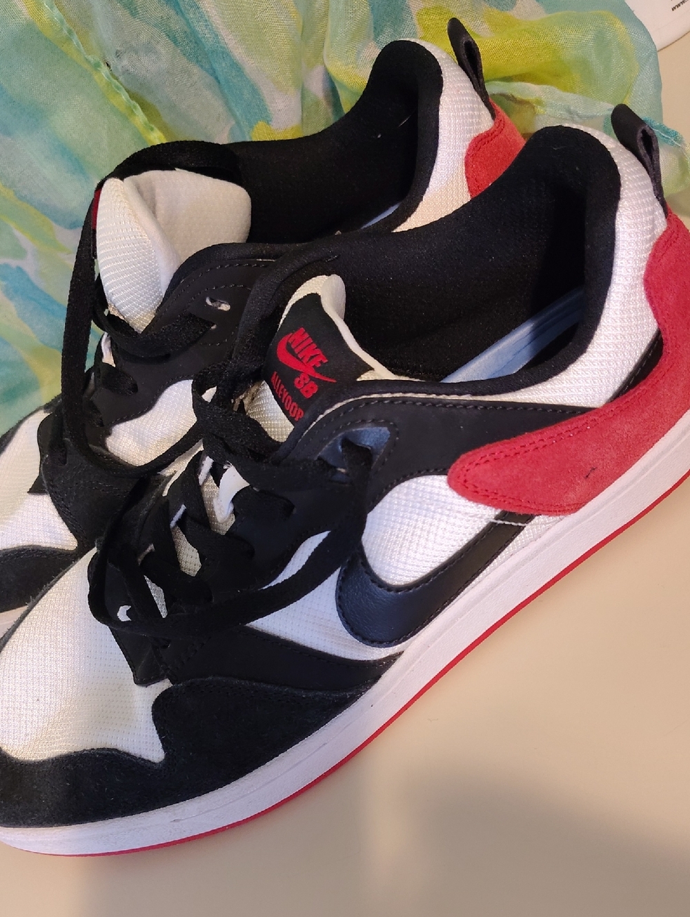 Men's Nike SB Black, White & Red Skate-Inspired Low Sneakers Sz 11 GUC